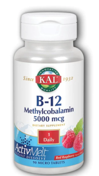 KAL B-12 Methylcobalamin ActivMelt Ultra (Метилкобаламин) 5000 мкг малина 90 микро таблеток