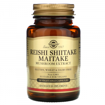 Solgar Reishi Shiitake Maitake Mashroom Extract (Экстракт грибов рейши, шиитаке и грифолы курчавой) 50 капсул