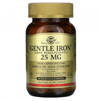 Solgar Gentle iron (iron bisglycinate) 25 мг 90 капсул
