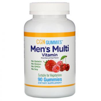 California Gold Nutrition Men`s Multi Vitamin (Жевательные пастилки с поливитаминами для мужчин) со вкусом органических ягод и фруктов 90 жевательных пастилок