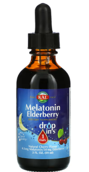 KAL Melatonin Elderberry DropIns Vegetarian Formula (Капли с мелатонином и бузиной) вишня 0,3 мг 59 мл
