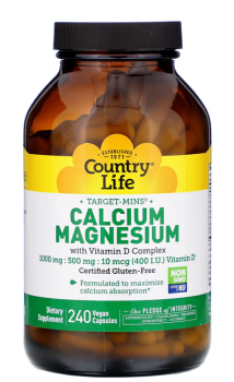 Country Life Calcium Magnesium (Кальций-магний с комплексом витамина ) 240 вег капсул