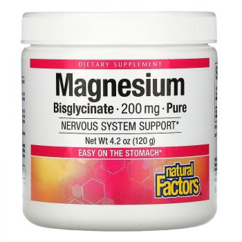 Natural Factors Magnesium Bysglycinate (Бисглицинат магния) 200 мг 120 гр