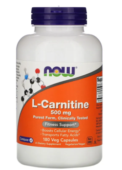 NOW L-carnitine (L-карнитин) 500 мг 180 капсул