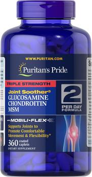 Puritan's Pride Glucosamine Chondroitin & MSM Joint Soother 2 Per Day Formula (Глюкозамин, хондроитин и МСМ для суставов - 2 в день)