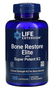 Life Extension Bone Restore Elite with Vitamin K2 (восстановление костей с витамином К2) 120 капсул