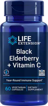 Life Extention Black Elderberry + Vitamin C (Черная бузина + витамин С) 60 капсул