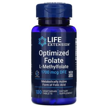 Life Extension Optimized Folate (оптимизированный фолат) 1700 мкг DFE 100 вегетарианских таблеток