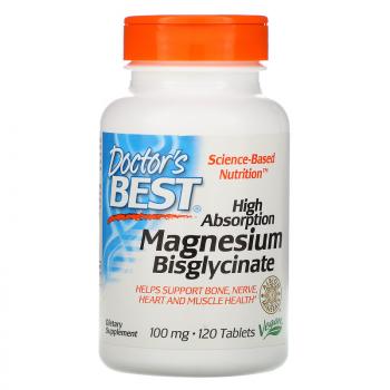 Doctor's Best High Absorption Magnesium Bisglycinate (Бисглицинат магний с высокой степенью всасывания) 120 таблеток