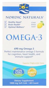 Nordic Naturals Omega 3 (Омега 3) 690 мг 60 гелевых капсул со вкусом лимона