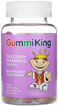 GummiKing Calcium + Vitamin D for Kids (Кальций с витамином D для детей) 60 жевательных конфет