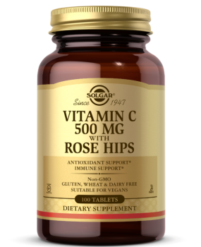 Solgar Vitamin C 500 mg with Rose Hips (Витамин С с шиповником) 500 мг 100 таблеток.