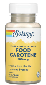 Solaray Dry Food Carotene (Пищевой каротин) 500 мкг 10000 МЕ 30 капсул