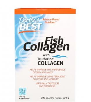 Doctor's Best Fish Collagen With TruMarine Collagen (Рыбий коллаген с коллагеном TruMarine) 30 пакетов