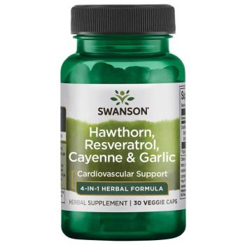 Swanson Hawthorn, Resveratrol, Cayenne & Garlic (Herbal Cardiovascular Care) 30 вег капсул