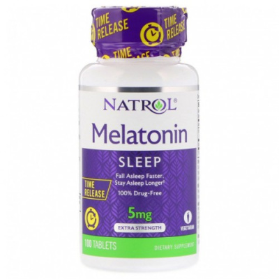 Natrol Melatonin (Мелатонин) 5 мг Time Release медленного высвобождения 100 таблеток