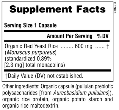 NaturesPlus Source of Life Garden RED YEAST RICE (Органический красный дрожжевой рис) 600 мг 60 капсул