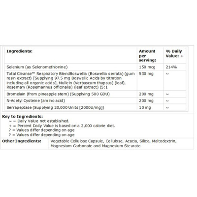 Solaray Total Cleanse Respiratory (Полная очистка органов дыхания) 60 капсул