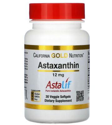 California Gold Nutrition Astaxanthin (Астаксантин) чистый исландский AstaLif, 12 мг 30 капсул