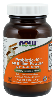 NOW Probiotic-10™ 50 Billion Powder (Пробиотик-10 Порошок 50 млрд КОЕ) 57 гр