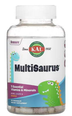 KAL Dinosaurs MultiSaurus (Детские поливитамины) ягоды, виноград и апельсин 90 жевательных таблеток