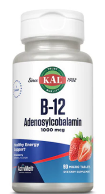 KAL B-12 Adenosylcobalamin ActivMelt 1000 mcg (Аденозилкобаламин) 1000 мкг клубника 90 микро таблеток