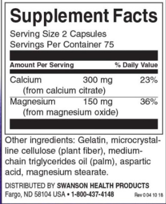 Swanson Calcium Citrate Plus Magnesium (Цитрат Кальция и Магний) 150 капсул