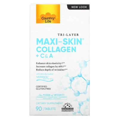 Country Life Tri Layer Maxi-Skin Collagen (коллаген с витаминами C и A) 90 таблеток