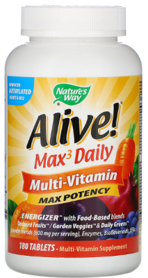 Nature's Way Alive! Max3 Daily Multivitamins (Мультивитамины) 180 таблеток