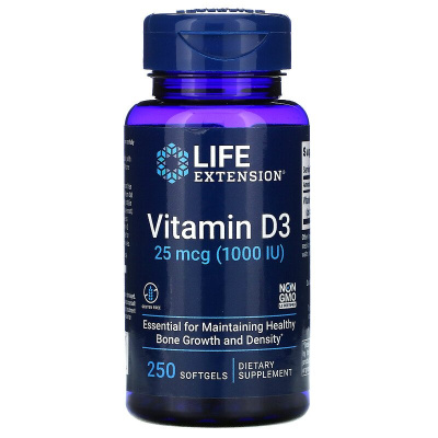 Life Extension Vitamin D3 (витамин D3) 25 мкг 1000 МЕ 250 капсул