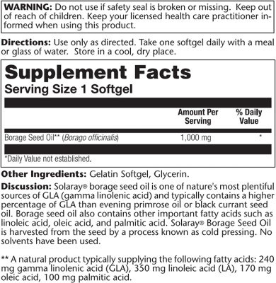 Solaray Borage Oil Seed (Масло семян огуречника) 1000 мг 50 капсул
