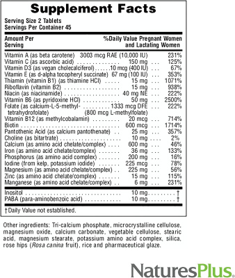 NaturesPlus Ultra Prenatal Multivitamin 90 таблеток