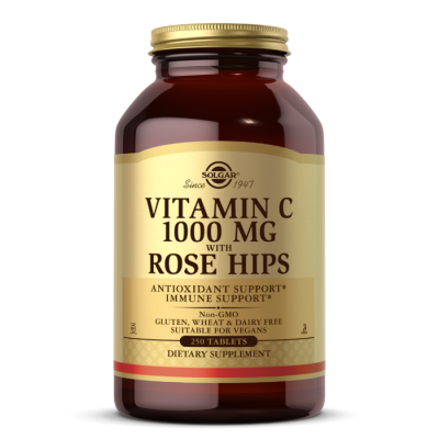 Solgar Vitamin C with Rose Hips (Витамин С с шиповником) 1000 мг 250 таблеток, срок годности 12/23