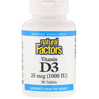 Natural Factors Vitamin D3 (Витамин D3) 25 мкг (1000 МЕ) 90 таблеток