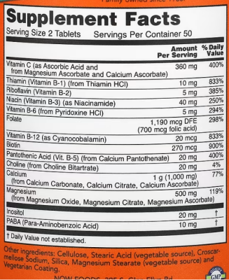NOW Cal-Mag Stress Formula (кальций, магний, витамин С и витамины группы В) 100 таблеток