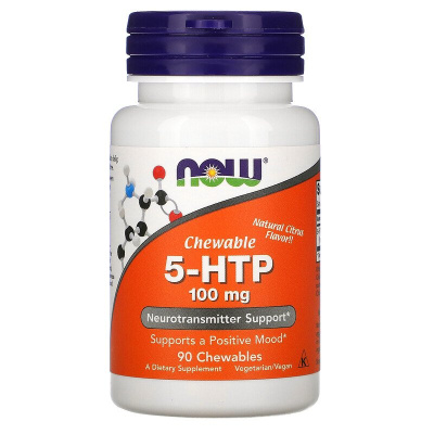 NOW 5-HTP (5-гидрокситриптофан) натуральный цитрусовый вкус 100 мг  90 жевательных пастилок