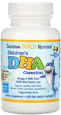 California Gold Nutrition DHA Chewables (ДГК для детей со вкусом клубники и лимона) 180 жевательных капсул