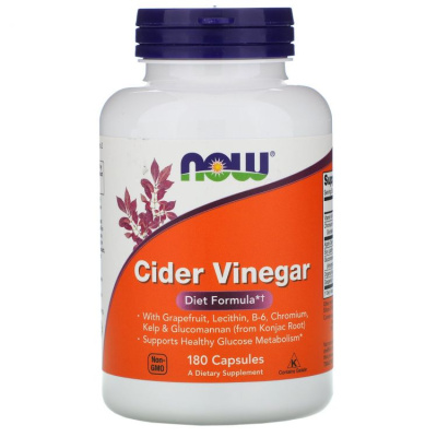 NOW Cider Vinegar (Сидровый уксус) 180 капсул, срок годности 12/2023