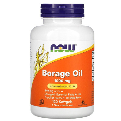 Now Foods Borage Oil Concentration GLA (масло бурачника концентрированная ГЛК) 1000 мг 120 капсул