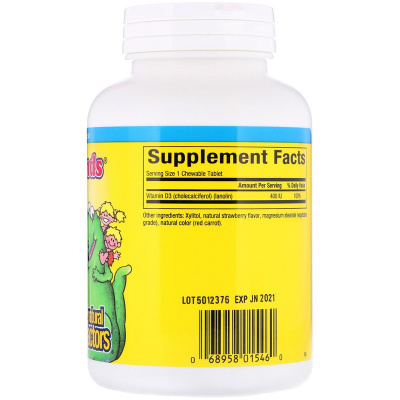 Natural Factors Big Friends Chewable Vitamin D3 (жевательный витамин D3 для детей) с ягодным вкусом 400 МЕ 250 жевательных таблеток