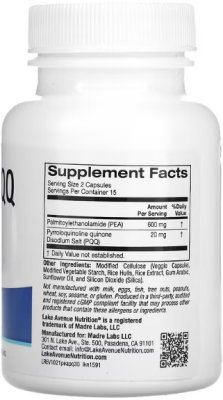 Lake Avenue Nutrition PEA with PQQ (ФЭА 300 мг + PQQ 10 мг) 30 вег капсул