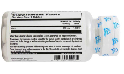 KAL Niacin (Ниацин B-3) 250 мг 100 таблеток