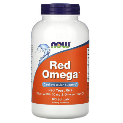 NOW Red Omega Red Yeast Rice (Омега из красного ферментированного риса) 180 капсул