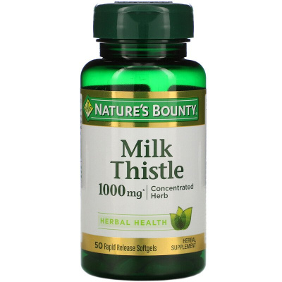 Nature's Bounty Milk Thistle (Расторопша) 1000 мг 50 капсул с быстрым высвобождением