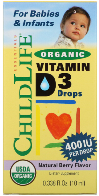 ChildLife Organic Vitamin D-3 (Органический витамин Д-3) в каплях натуральный ягодный вкус 400 МЕ 10 мл