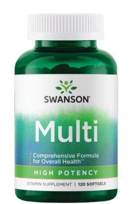 Swanson Multi High Potency (высокоэффективный комплекс плюс поддержка иммунитета - с железом) 120 гелевых капсул, 04/24