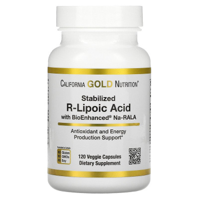California Gold Nutrition Stabilized R-Lipoic Acid (стабилизированная R-липоевая кислота) 120 капсул