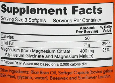 NOW Magnesium Citrate (Цитрат Магния) 134 мг 90 капсул