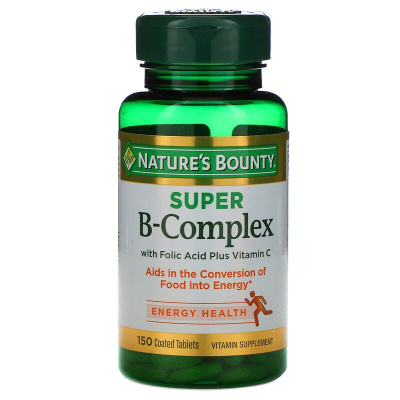 Nature's Bounty Super B-Complex (Супер комплекс витаминов В с фолиевой кислотой и витамином С) 150 таблеток