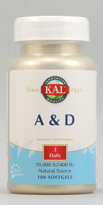 KAL A & D (Витамины А и Д) 10.000 МЕ / 400 МЕ 100 капсул